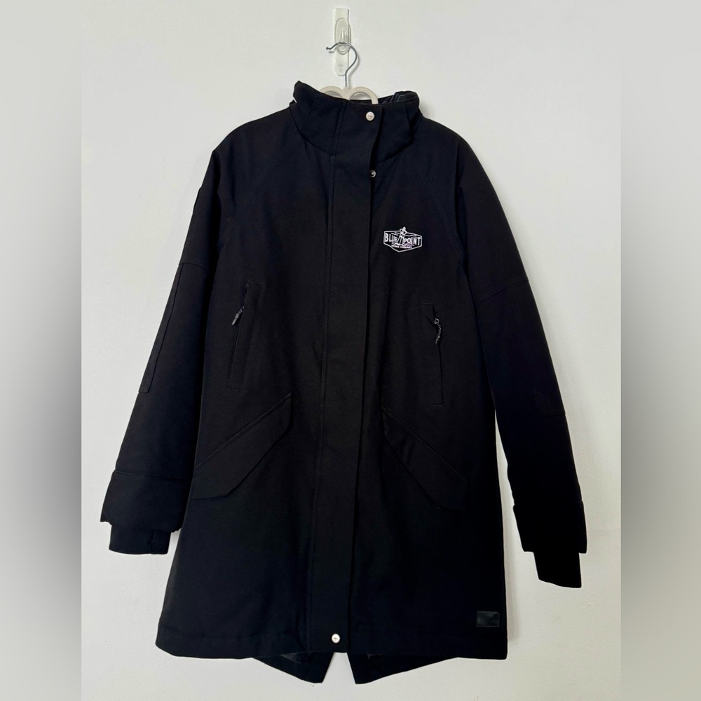 Roots 73 Long Black Puffer Jacket | Blue Point Brewery | Size M